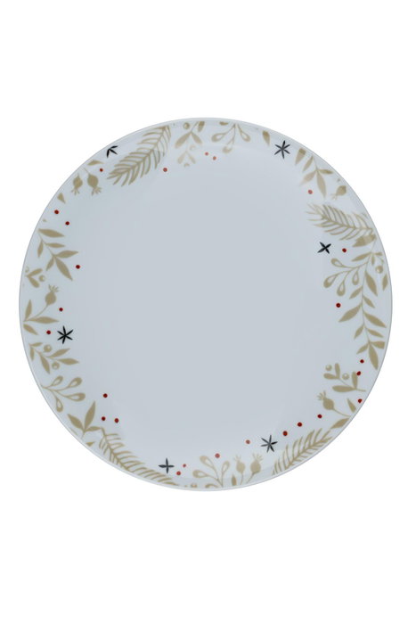 Hermia NNZG21DUS6885684 Juego de Servir Pasteles Porcelana, 6 Piezas, Elegante para Navidad, 21 x 21 x 2 cm